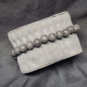 Black Lava Stone Bead Bracelet Braided Rope Adjustable Macrame Unisex